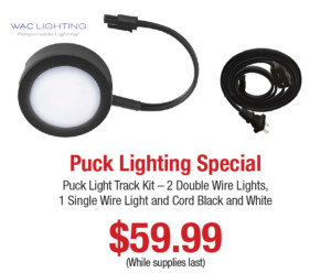 Puck Light Kit – 2 Double Wire Lights, 1 Single Wire Light and Cord in Black HR-AC73CS-BK