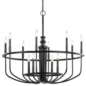 Capital Hill Collection 12 light chandelier features basket inspired curved arms that adds dimension and visual interest with its Black finish.