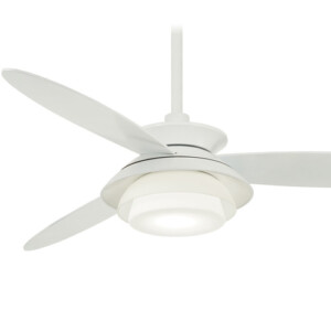 Stack Collection 56” 3-Blade Ceiling Fan in White with White Blades and Etched Opal Glass LED Light F849L-WH