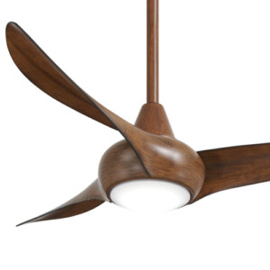 Light Wave Collection 44” 3-Blade Ceiling Fan in Distressed Koa with Distressed Koa Blades and Etched Glass LED Light F845-DK