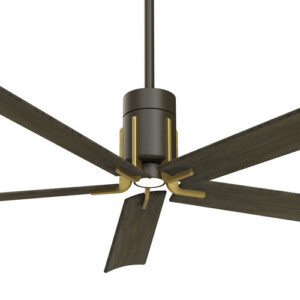 Clean Collection 60” 5-Blade Ceiling Fan in Oil Rubbed Bronze with Toned Brass Accents and Urban Walnut Blades F684L-ORB/TB