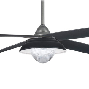 Shade Collection 56” 4-Blade Ceiling Fan in Grey Iron with Matte Black Blades and Clear Fresnel Glass LED Light F683L-GI