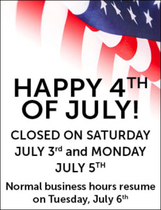 Closed July 3rd and 5th