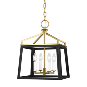 Carlow Collection 4-Light Lantern in Matte White or Midnight Black with Open Frame Design Generation Lighting CC1564MBKBBS