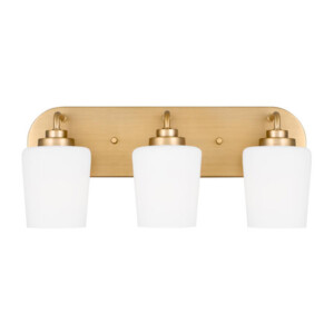 Windom Collection 3-Light Bath Vanity in Satin Brass with Etched Opal Glass Shades 4402803-848