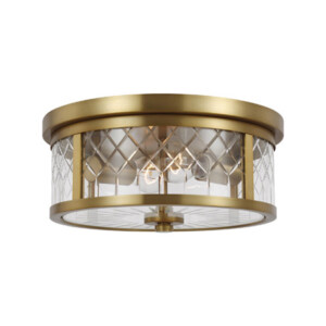 Alec Collection 2-Light Flush Mount in Polished Nickel with Clear Beveled Glass Shade AF1072PN