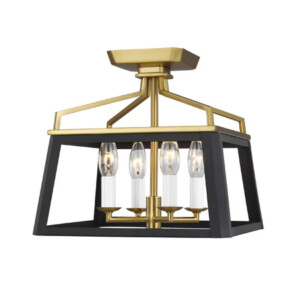 Carlow Collection 4-Light Flush Mount Lantern in Matte White or Midnight Black with Open Frame Design Generation Lighting CF1084MWTBBS