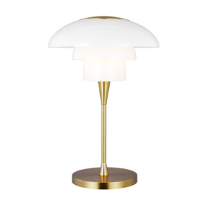 Rossie Collection LED Table Lamp in Burnished Brass with Etched Opal Glass Shade ET1381BBS