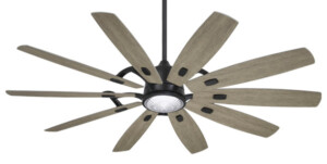 65” Barn 10-Blade Ceiling Fan in Coal with Seashore Grey Wood Blades