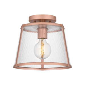 Labrant Collection 1-Light Semi-Flush Mount in Matte Rose Gold with Clear Hammered Glass Shade QFL5612MRG