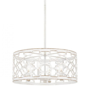 Dalia Collection 4-Light Pendant in Antique White with Geometric Cut-Outs QP5637AWH