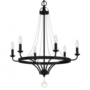 Adelaide Collection 6-Light Chandelier in Matte black with Cascading Crystal Strings ADL5026MBK