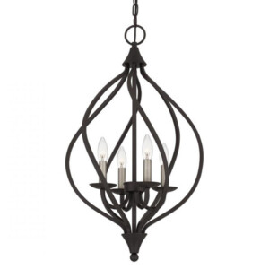 Dupont Collection 4-Light Pendant in Old Bronze with Twisted Frame and Candelabra Bulbs DUP2816OZ