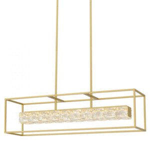 Dazzle Collection LED Linear Chandelier in Soft Gold with Integrated Faceted LEDs PCDZ136SGD