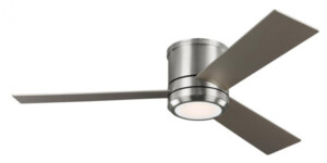 Clarity Collection 56” 3-Blade Ceiling Fan in Brushed Steel with Light Grey Weathered Oak Blades and Integrated LED Light 3CLMR56BSD-VI