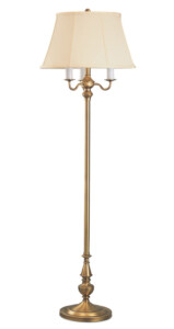 Greenwich Collection 1-Light Floor Lamp in Antique Brass with Panel Silk Shade Litemaster F7578ABSL