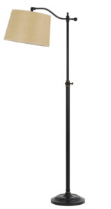 Wilmington Collection 1-Light Floor Lamp in Dart Bronze with Beige Linen Hardback Shade CAL Lighting BO-2205FL-DB