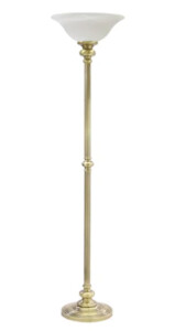 Newport Collection 1-Light Floor Lamp in Antique Brass with Opal Art Glass Shade House of Troy N600ABO