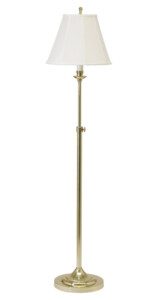 Club Collection 1-Light Floor Lamp in Antique Brass with Off-White Linen Softback Shade House of Troy CL201BK