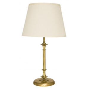 Randolph Collection 1-Light Table Lamp in Antique Brass with Off White Linen Hardback Shade House of Troy RA350AB