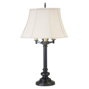 Newport Collection 1-Light Table Lamp in Oil Rubbed Bronze with Off-White Linen Softback Shade House of Troy N650OB