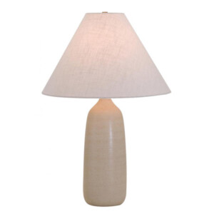 Scatchard Collection 1-Light Table Lamp in Oatmeal Stoneware with Cream Linen Hardback Shade House of Troy GS100-OT