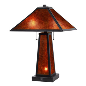 Nogales Collection 2-Light Table Lamp in Natural Amber Mica Base and Shade CAL Lighting BO-3070TB