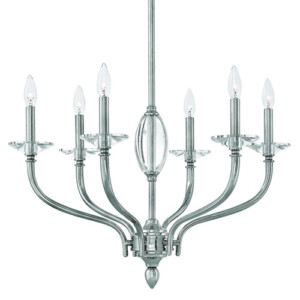 surrey Collection 6 light chandelier in polished nickel finish.