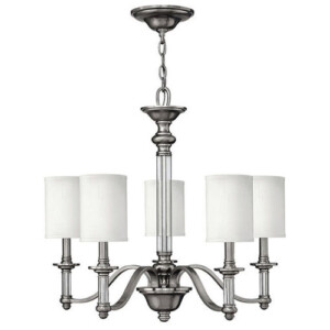 sussex Collection 5 light chandelier in brushed nickel finish.