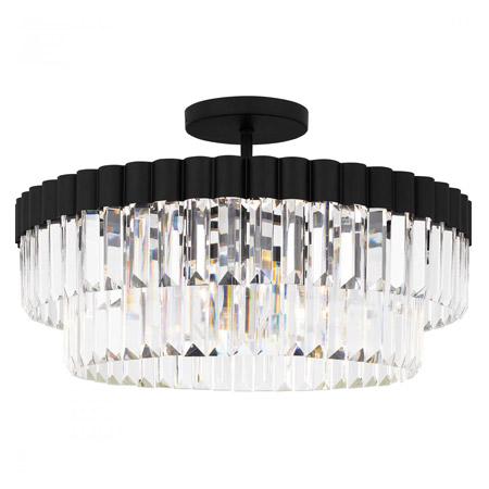 Starlight Collection 4-Light Semi Flush Mount in Brushed Nickel with Clear Crystal Glass Shade Quoizel QSF6742MBK