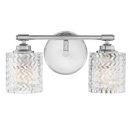 Elle Collection 2-Light Bath Vanity in Chrome with Clear Chevron Glass Shades Hinkley 5042CM