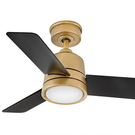 Chet Collection 36” 3-Blade Fan in Heritage Brass with Matte Black Blades and White Frosted Glass Lens Hinkley 905236FHB-LWA