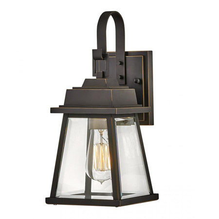 Bainbridge Collection 1-Light Outdoor Wall Mount Lantern in Oil Rubbed Bronze with Heritage Brass Accents and Clear Beveled Glass Panels Hinkley 2940OZ